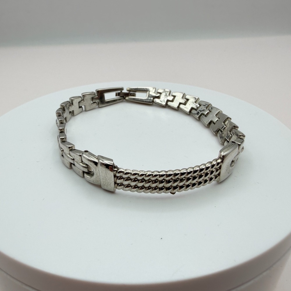 Vintage 90s Silver Tone Breil Edit Bracelet Boho Women's Classic Fashion Jewelry